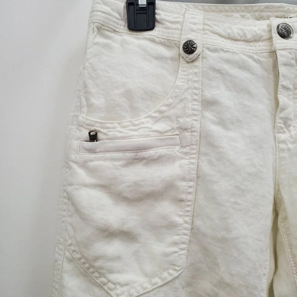 Athleta White 100% Linen Drawstring‎ Leg Loose Relaxed Fit Casual Pants Size 2 - Picture 2 of 5